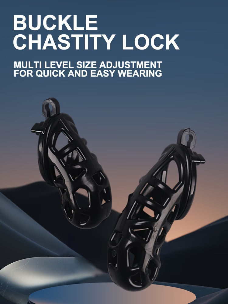 Black Male Chastity Cage – Adjustable Lockable Set
