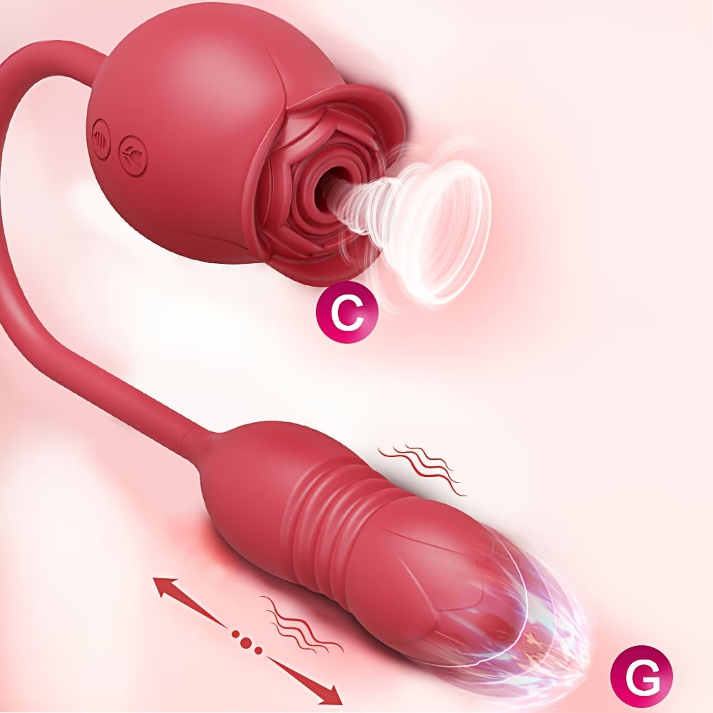 Rose 2-in-1 Vibrating & Thrusting Pleasure Toy – 10 Stimulation Modes
