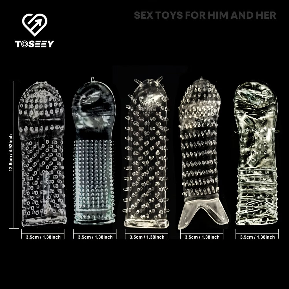 5-Piece Textured Penis Sleeve Set – Soft & Stretchable Pleasure Enhancers