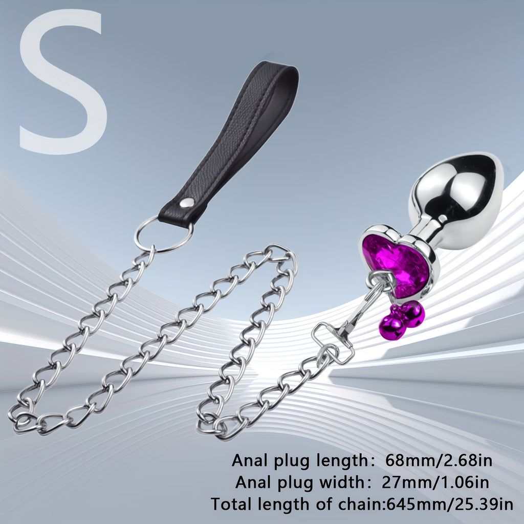 HeartLock™ – Jeweled Metal Anal Plug with Chain &amp; Handle