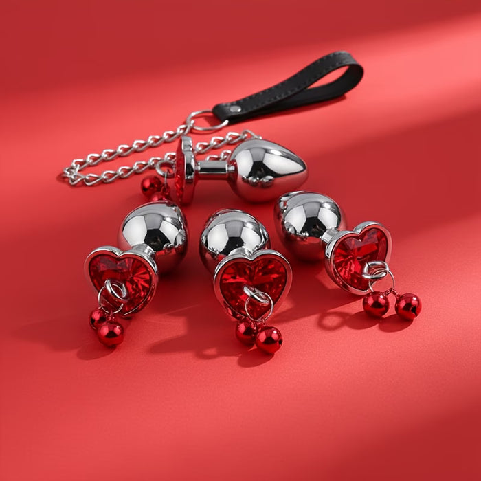 HeartLock™ – Jeweled Metal Anal Plug with Chain &amp; Handle