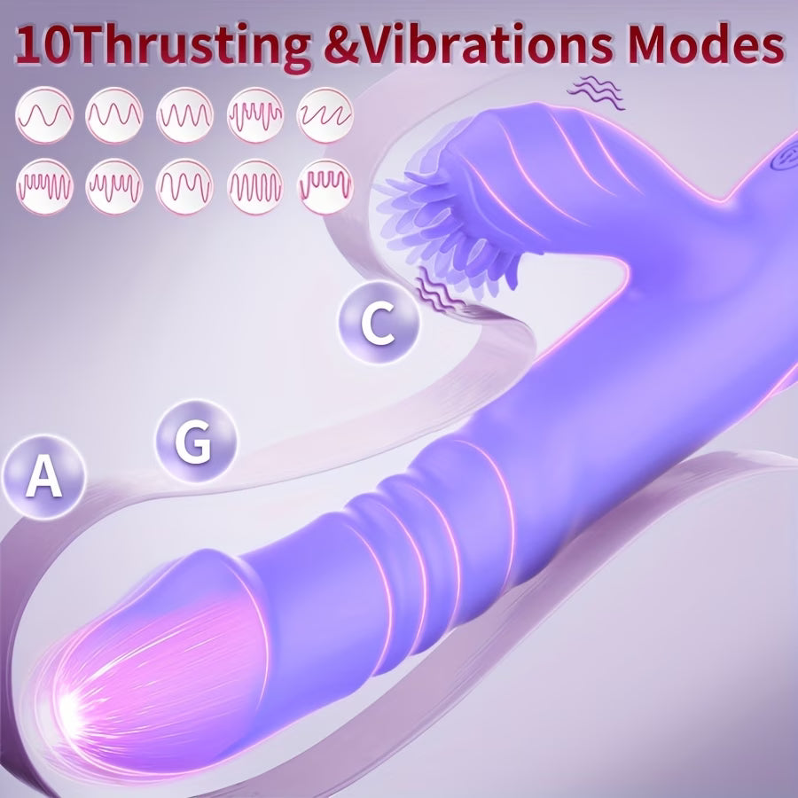 3-in-1 Thrusting & Vibrating Rabbit Dildo – Dual Stimulation Pleasure Toy