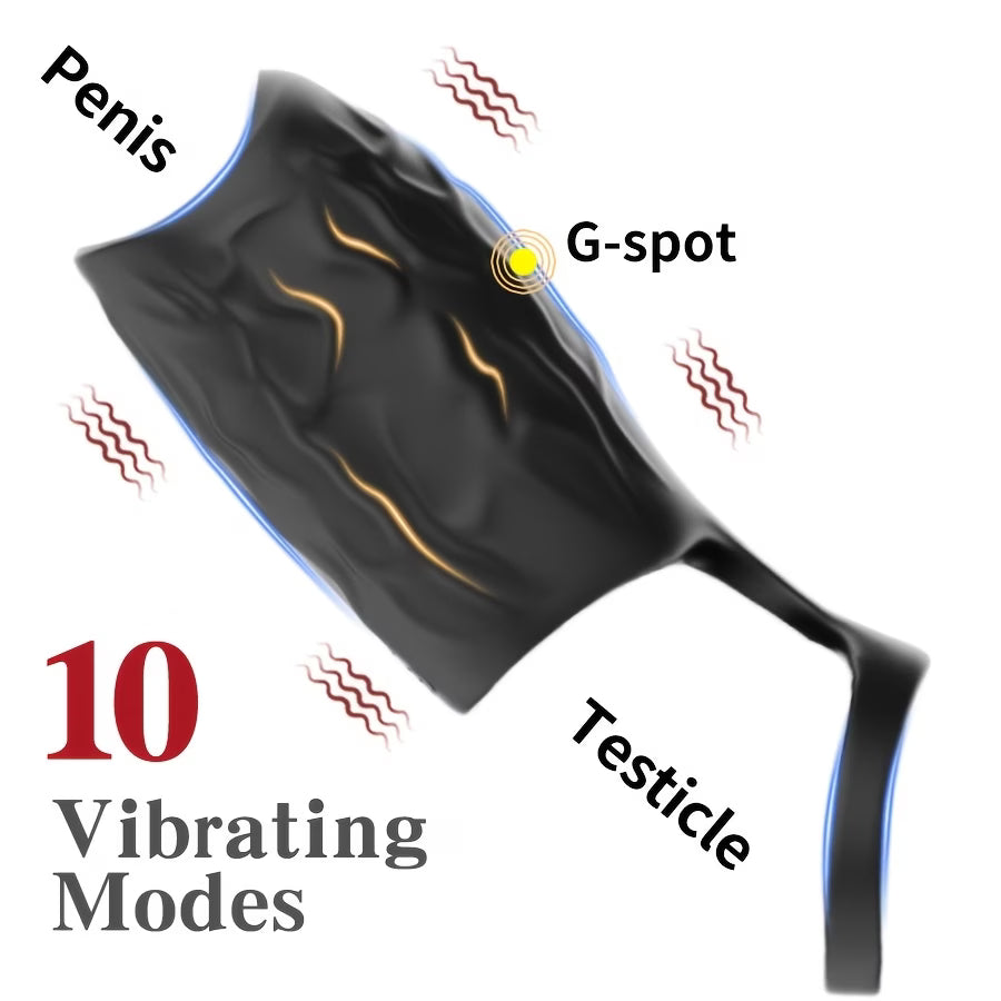 2-in-1 Vibrating Cock Ring & Penis Sleeve – 10 Vibration Modes