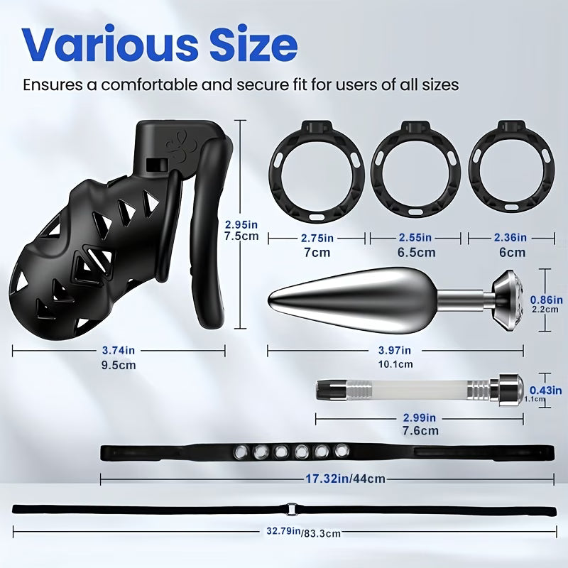 Lockable Male Chastity Cage Set – Adjustable & Breathable
