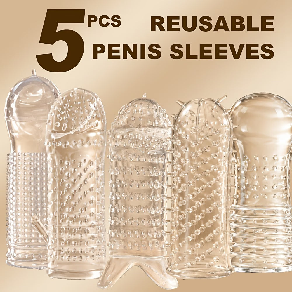 5-Piece Textured Penis Sleeve Set – Soft & Stretchable Pleasure Enhancers