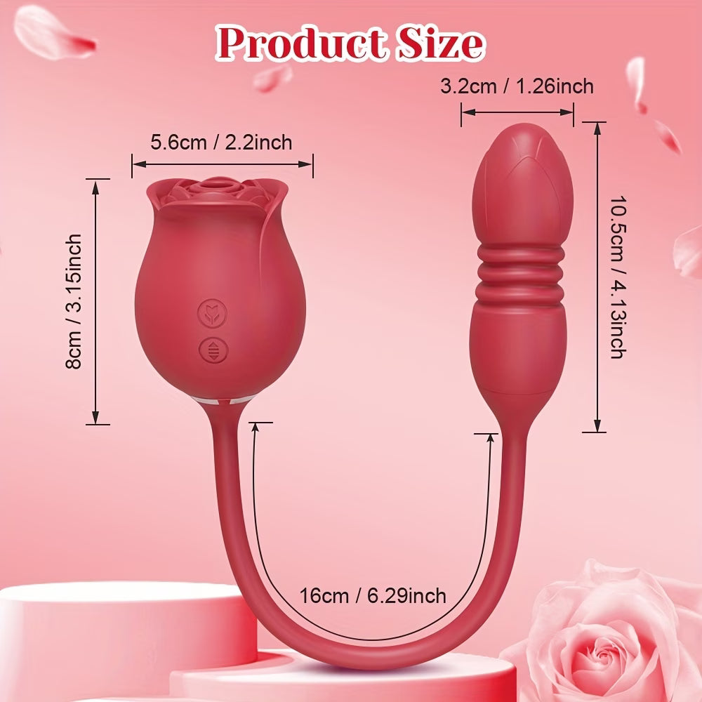 Rose 2-in-1 Vibrating & Thrusting Pleasure Toy – 10 Stimulation Modes