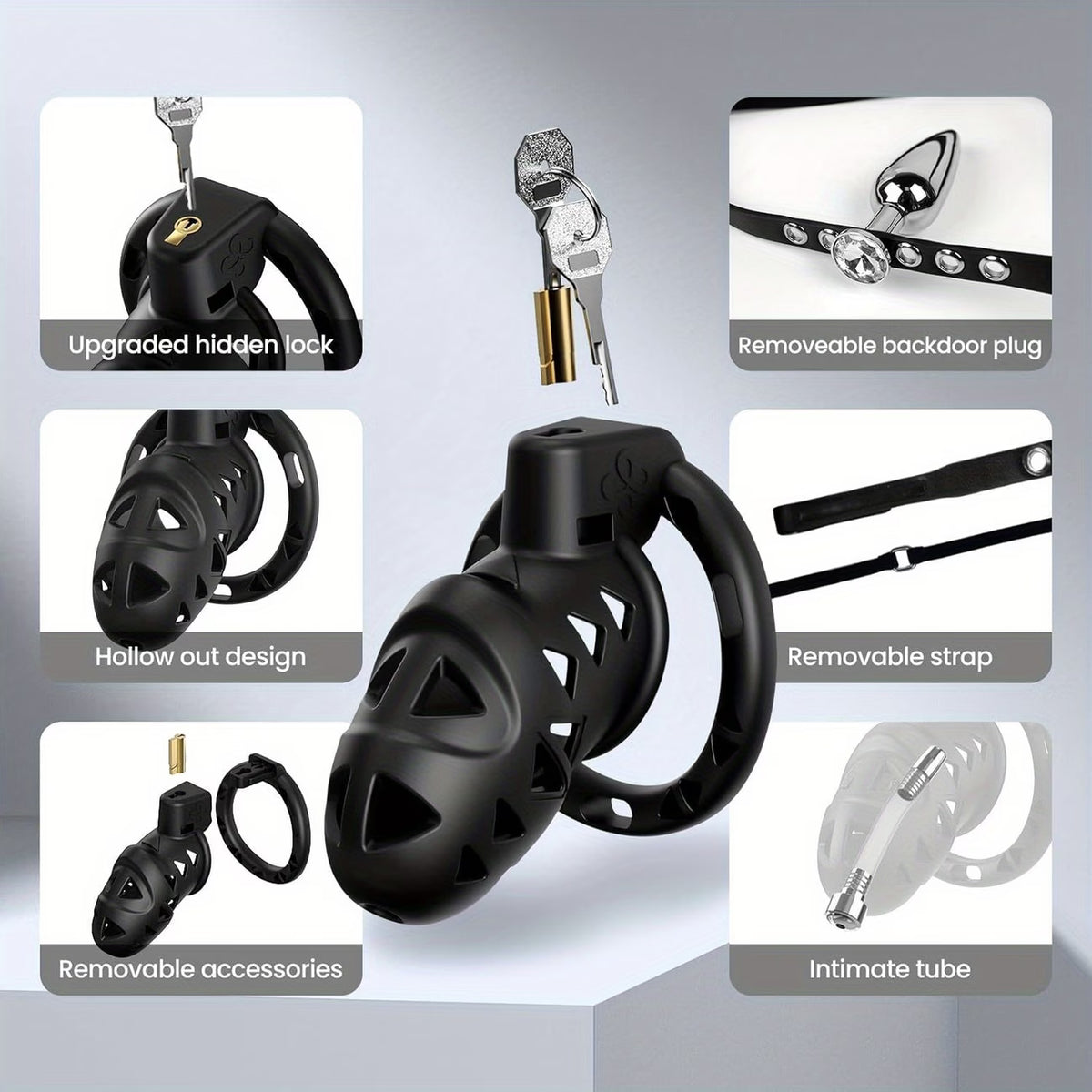 Lockable Male Chastity Cage Set – Adjustable & Breathable