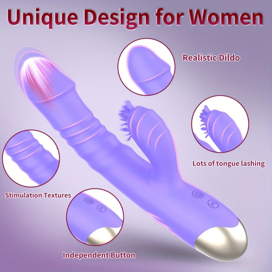 3-in-1 Thrusting & Vibrating Rabbit Dildo – Dual Stimulation Pleasure Toy