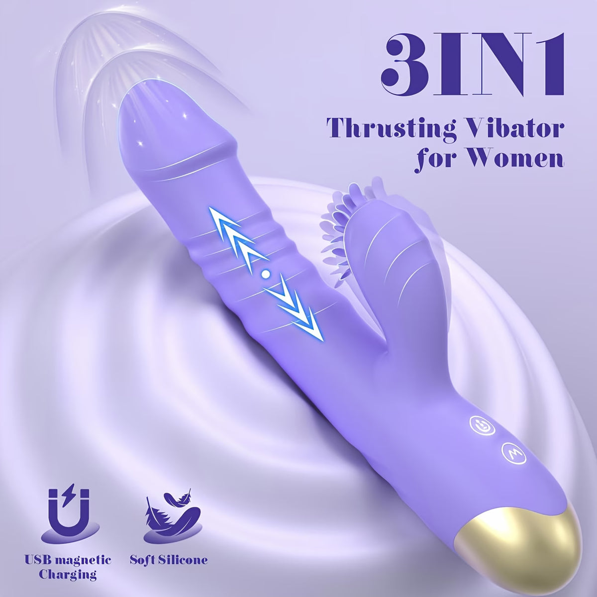 3-in-1 Thrusting & Vibrating Rabbit Dildo – Dual Stimulation Pleasure Toy
