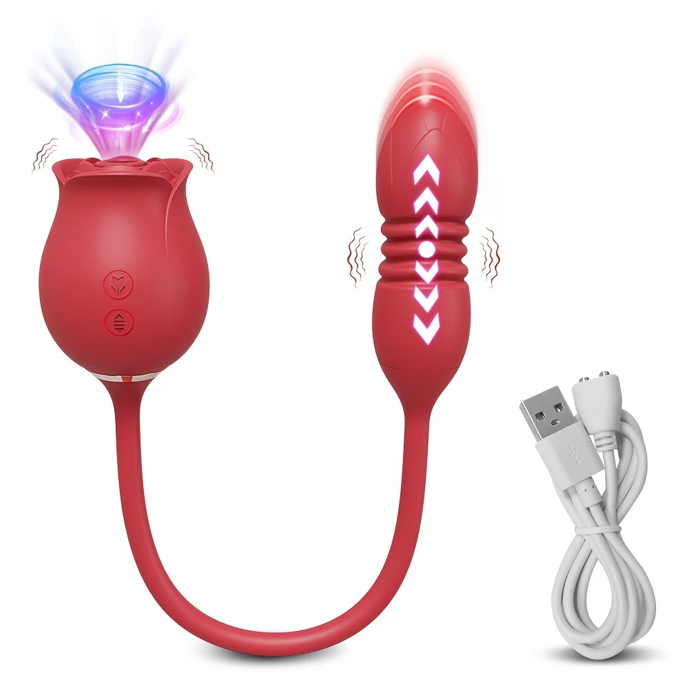 Rose 2-in-1 Vibrating & Thrusting Pleasure Toy – 10 Stimulation Modes