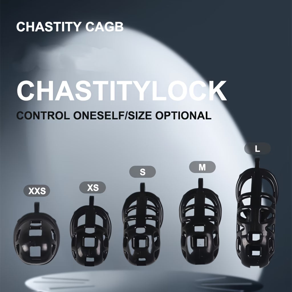 Black Male Chastity Cage – Adjustable Lockable Set