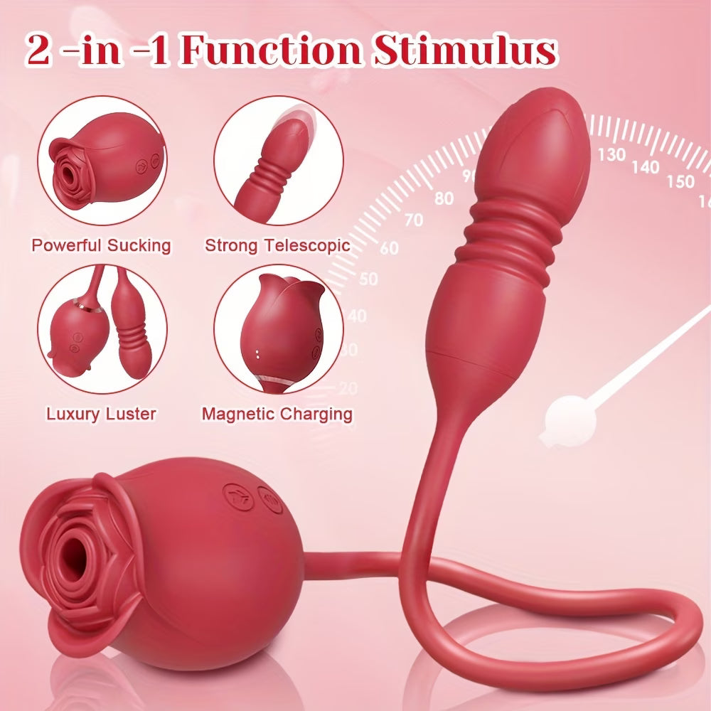 Rose 2-in-1 Vibrating & Thrusting Pleasure Toy – 10 Stimulation Modes